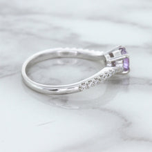 Load image into Gallery viewer, 0.45ct Round Lavender Sapphire Ring with Diamonds in 18K White Gold
