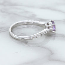 Load image into Gallery viewer, 0.45ct Round Lavender Sapphire Ring with Diamonds in 18K White Gold