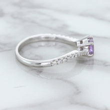 Load image into Gallery viewer, 0.45ct Round Lavender Sapphire Ring with Diamonds in 18K White Gold