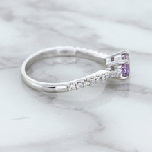 Load image into Gallery viewer, 0.45ct Round Lavender Sapphire Ring with Diamonds in 18K White Gold