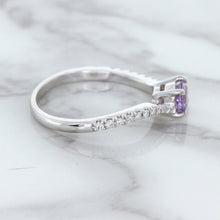 Load image into Gallery viewer, 0.45ct Round Lavender Sapphire Ring with Diamonds in 18K White Gold