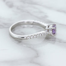 Load image into Gallery viewer, 0.45ct Round Lavender Sapphire Ring with Diamonds in 18K White Gold