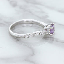 Load image into Gallery viewer, 0.45ct Round Lavender Sapphire Ring with Diamonds in 18K White Gold