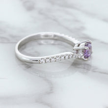 Load image into Gallery viewer, 0.45ct Round Lavender Sapphire Ring with Diamonds in 18K White Gold