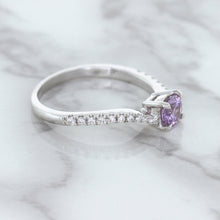 Load image into Gallery viewer, 0.45ct Round Lavender Sapphire Ring with Diamonds in 18K White Gold