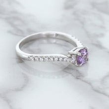 Load image into Gallery viewer, 0.45ct Round Lavender Sapphire Ring with Diamonds in 18K White Gold
