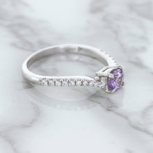 Load image into Gallery viewer, 0.45ct Round Lavender Sapphire Ring with Diamonds in 18K White Gold