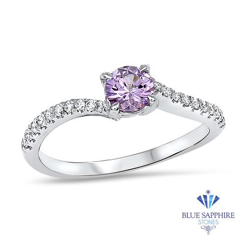 0.45ct Round Lavender Sapphire Ring with Diamonds in 18K White Gold