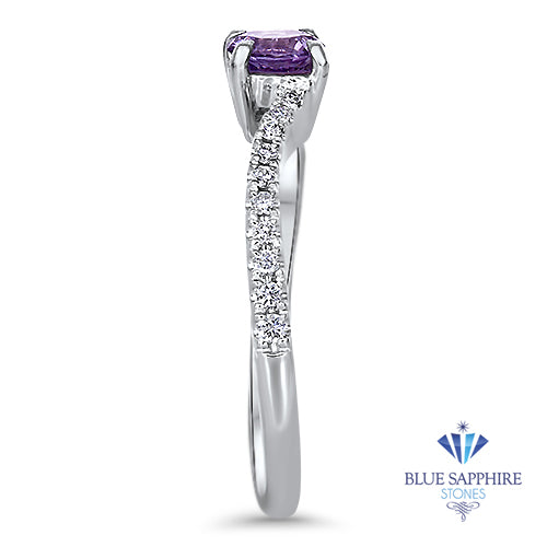 0.45ct Round Lavender Sapphire Ring with Diamonds in 18K White Gold