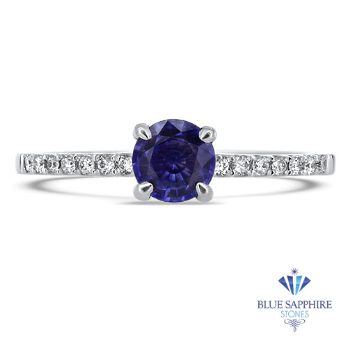 0.54ct Round Purple Sapphire Ring with Diamonds in 18K White Gold