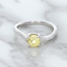 Load image into Gallery viewer, 1.49ct Round Yellow Sapphire Ring with Diamond Accents in 18K White Gold