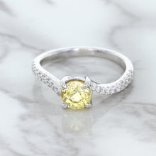 Load image into Gallery viewer, 1.49ct Round Yellow Sapphire Ring with Diamond Accents in 18K White Gold