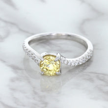 Load image into Gallery viewer, 1.49ct Round Yellow Sapphire Ring with Diamond Accents in 18K White Gold