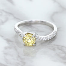 Load image into Gallery viewer, 1.49ct Round Yellow Sapphire Ring with Diamond Accents in 18K White Gold