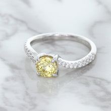 Load image into Gallery viewer, 1.49ct Round Yellow Sapphire Ring with Diamond Accents in 18K White Gold