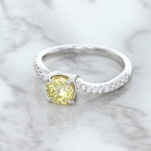 Load image into Gallery viewer, 1.49ct Round Yellow Sapphire Ring with Diamond Accents in 18K White Gold
