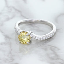 Load image into Gallery viewer, 1.49ct Round Yellow Sapphire Ring with Diamond Accents in 18K White Gold