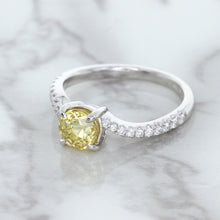 Load image into Gallery viewer, 1.49ct Round Yellow Sapphire Ring with Diamond Accents in 18K White Gold