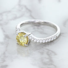 Load image into Gallery viewer, 1.49ct Round Yellow Sapphire Ring with Diamond Accents in 18K White Gold