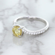 Load image into Gallery viewer, 1.49ct Round Yellow Sapphire Ring with Diamond Accents in 18K White Gold