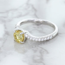 Load image into Gallery viewer, 1.49ct Round Yellow Sapphire Ring with Diamond Accents in 18K White Gold