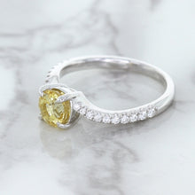 Load image into Gallery viewer, 1.49ct Round Yellow Sapphire Ring with Diamond Accents in 18K White Gold