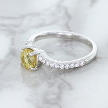 Load image into Gallery viewer, 1.49ct Round Yellow Sapphire Ring with Diamond Accents in 18K White Gold