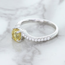 Load image into Gallery viewer, 1.49ct Round Yellow Sapphire Ring with Diamond Accents in 18K White Gold