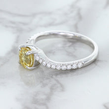 Load image into Gallery viewer, 1.49ct Round Yellow Sapphire Ring with Diamond Accents in 18K White Gold