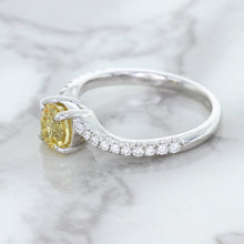 Load image into Gallery viewer, 1.49ct Round Yellow Sapphire Ring with Diamond Accents in 18K White Gold