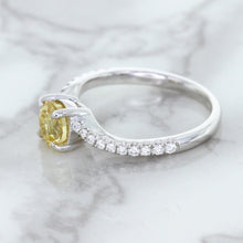 Load image into Gallery viewer, 1.49ct Round Yellow Sapphire Ring with Diamond Accents in 18K White Gold