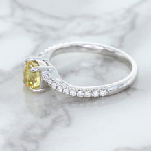 Load image into Gallery viewer, 1.49ct Round Yellow Sapphire Ring with Diamond Accents in 18K White Gold
