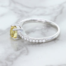 Load image into Gallery viewer, 1.49ct Round Yellow Sapphire Ring with Diamond Accents in 18K White Gold