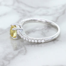 Load image into Gallery viewer, 1.49ct Round Yellow Sapphire Ring with Diamond Accents in 18K White Gold