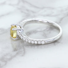 Load image into Gallery viewer, 1.49ct Round Yellow Sapphire Ring with Diamond Accents in 18K White Gold