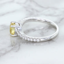 Load image into Gallery viewer, 1.49ct Round Yellow Sapphire Ring with Diamond Accents in 18K White Gold