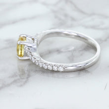 Load image into Gallery viewer, 1.49ct Round Yellow Sapphire Ring with Diamond Accents in 18K White Gold