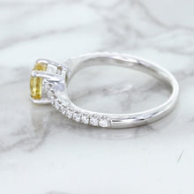 Load image into Gallery viewer, 1.49ct Round Yellow Sapphire Ring with Diamond Accents in 18K White Gold