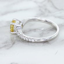 Load image into Gallery viewer, 1.49ct Round Yellow Sapphire Ring with Diamond Accents in 18K White Gold