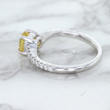 Load image into Gallery viewer, 1.49ct Round Yellow Sapphire Ring with Diamond Accents in 18K White Gold
