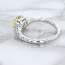 Load image into Gallery viewer, 1.49ct Round Yellow Sapphire Ring with Diamond Accents in 18K White Gold
