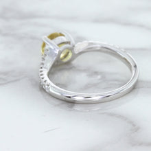 Load image into Gallery viewer, 1.49ct Round Yellow Sapphire Ring with Diamond Accents in 18K White Gold