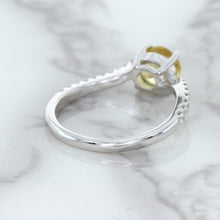 Load image into Gallery viewer, 1.49ct Round Yellow Sapphire Ring with Diamond Accents in 18K White Gold
