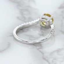 Load image into Gallery viewer, 1.49ct Round Yellow Sapphire Ring with Diamond Accents in 18K White Gold