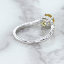 Load image into Gallery viewer, 1.49ct Round Yellow Sapphire Ring with Diamond Accents in 18K White Gold