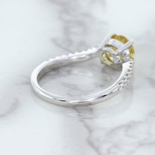 Load image into Gallery viewer, 1.49ct Round Yellow Sapphire Ring with Diamond Accents in 18K White Gold