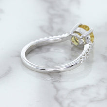 Load image into Gallery viewer, 1.49ct Round Yellow Sapphire Ring with Diamond Accents in 18K White Gold