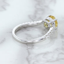 Load image into Gallery viewer, 1.49ct Round Yellow Sapphire Ring with Diamond Accents in 18K White Gold