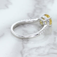 Load image into Gallery viewer, 1.49ct Round Yellow Sapphire Ring with Diamond Accents in 18K White Gold