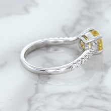 Load image into Gallery viewer, 1.49ct Round Yellow Sapphire Ring with Diamond Accents in 18K White Gold